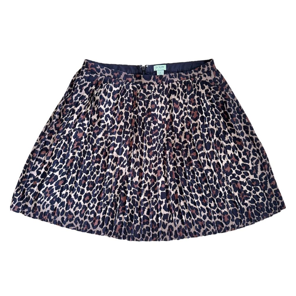 J. Crew Leopard Print Pleated Skirt
